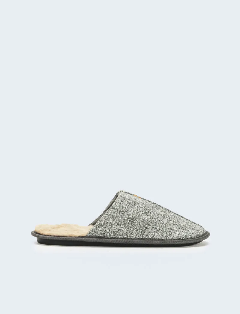 Pantofola da uomo con fodera fur - Grigio