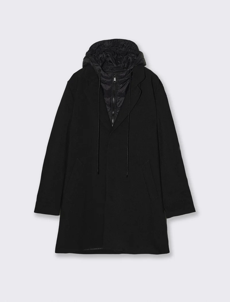 CAPPOTTO TECNICO FINTO DOPPIO CAPO - Nero