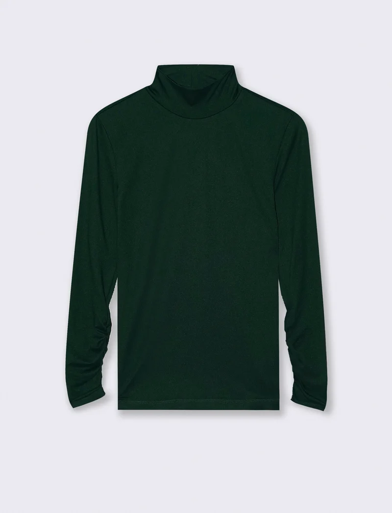 MAGLIA COLLO ALTO MANICA LUNGA BASIC - Verde bosco