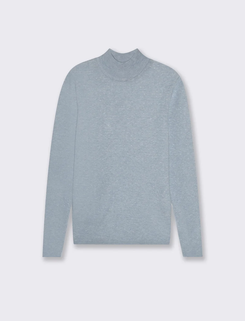 PULLOVER A COLLO ALTO - Celeste