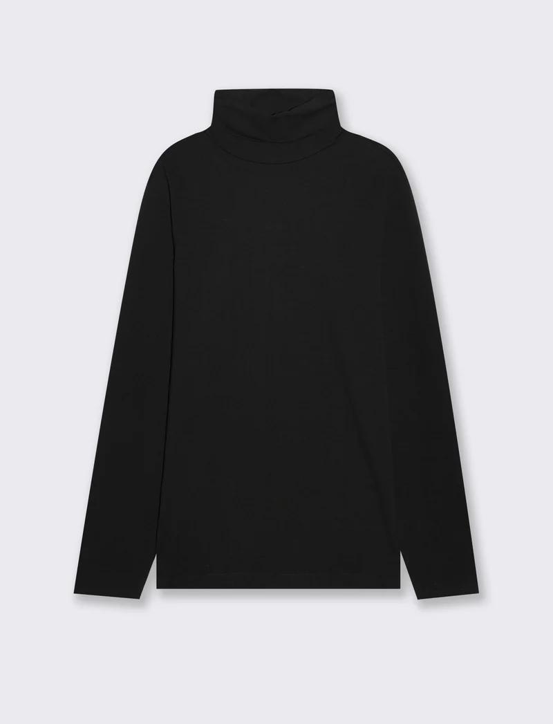 T-SHIRT COLLO ALTO BASIC SLIM FIT - Nero