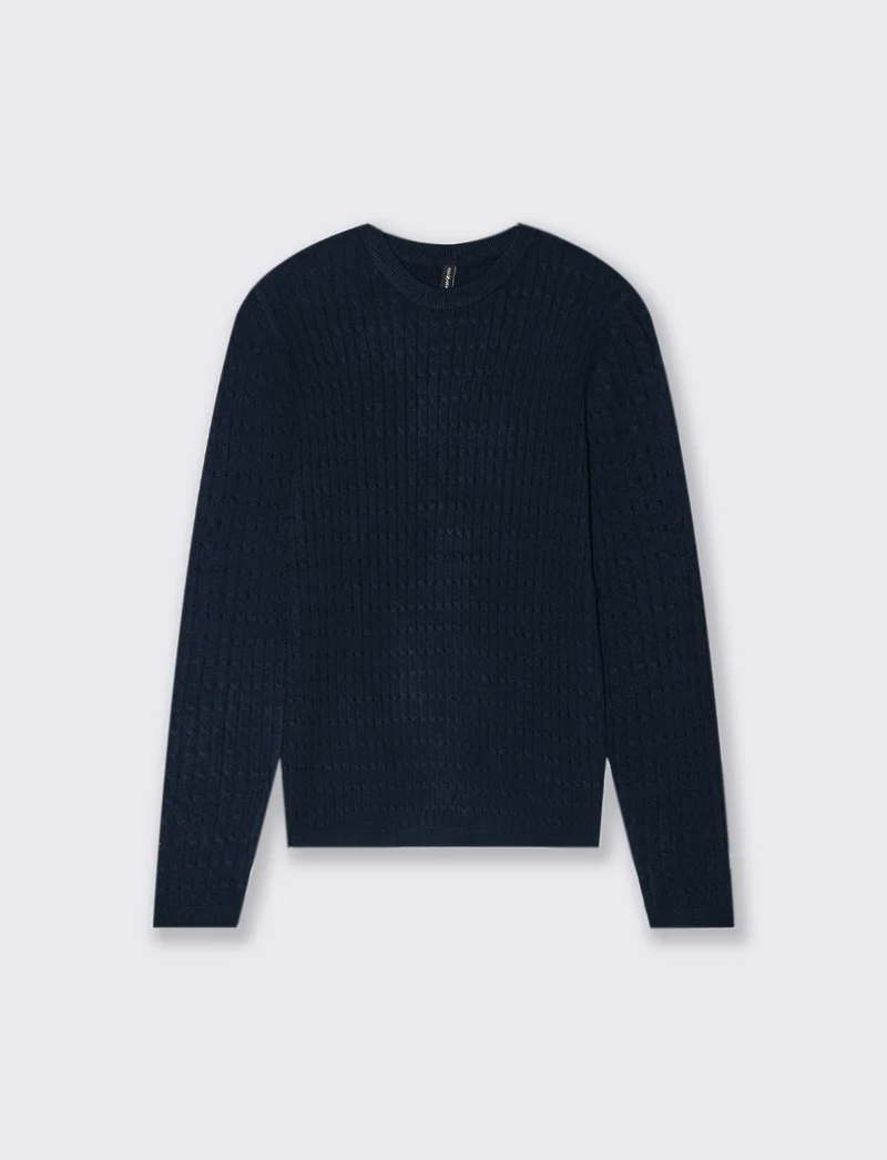 PULLOVER A TRECCE - Blu