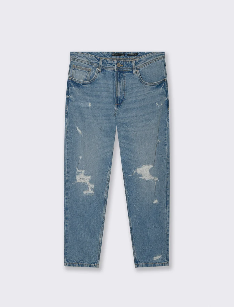 JEANS STRAIGHT FIT CON STRAPPI - Denim