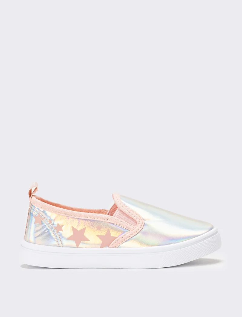 Slip-on con stelle da bambina - Argento