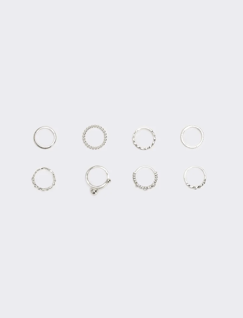 Card anelli 8 pezzi donna - Argento
