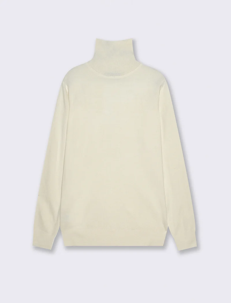 MAGLIA COLLO ALTO BASIC - Beige ecru