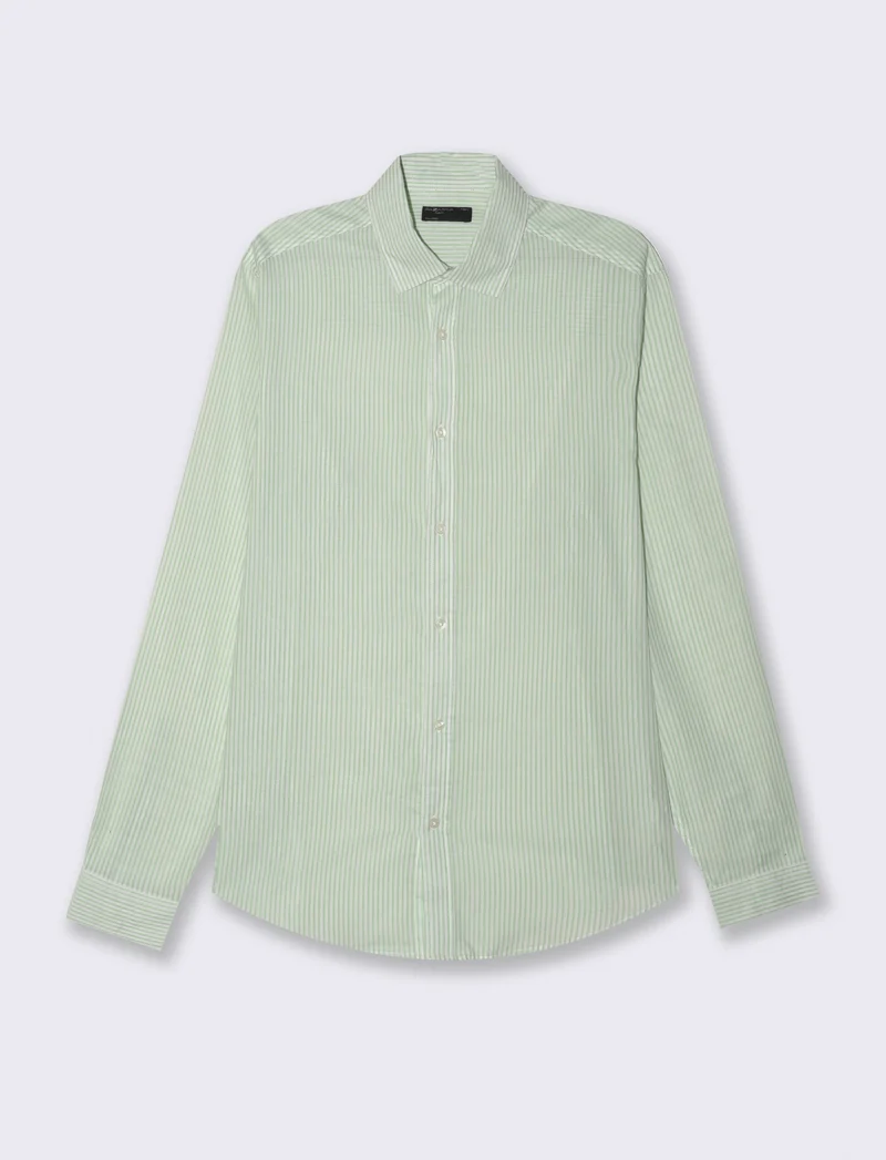 Camicia leggera a righe da uomo - Verde