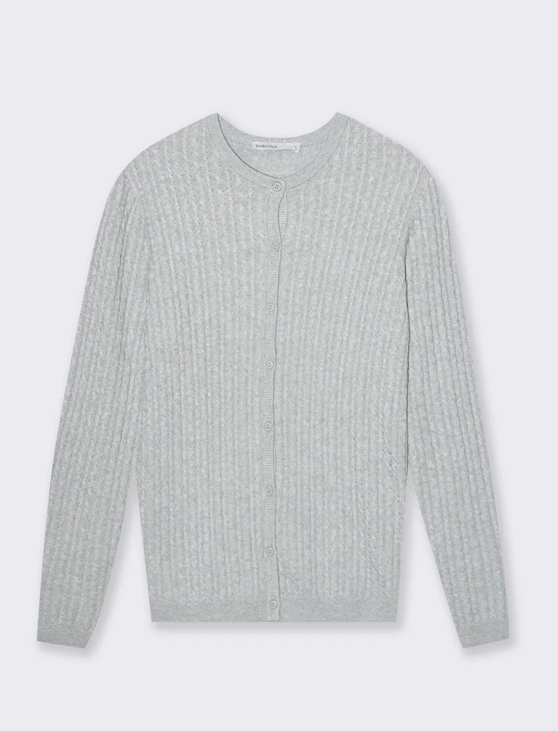 Cardigan basico a trecce da donna - Grigio chiaro