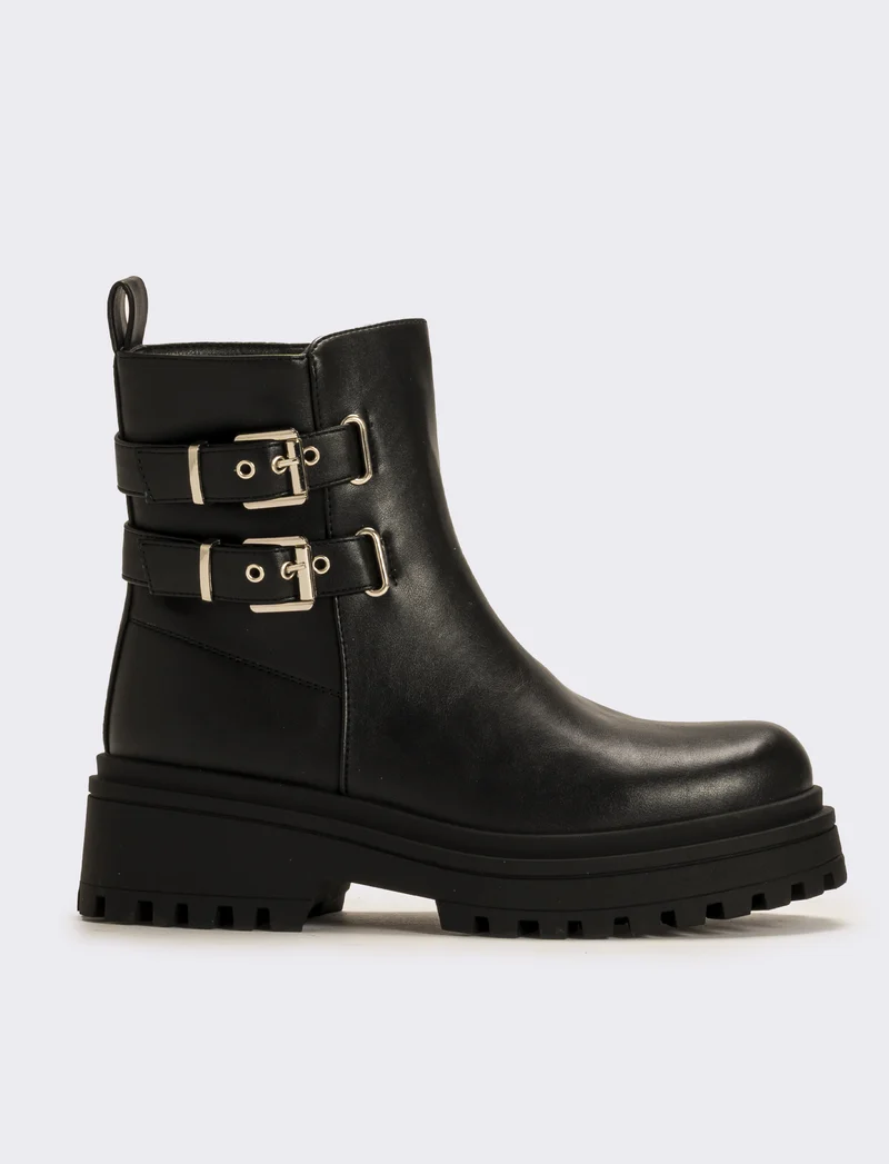 Tronchetto stile biker da donna - Nero