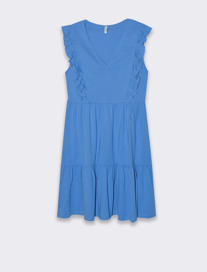 Vestito corto con rouches da donna - Bluette