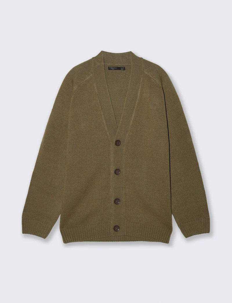 Maglia modello cardigan - Grigio fango