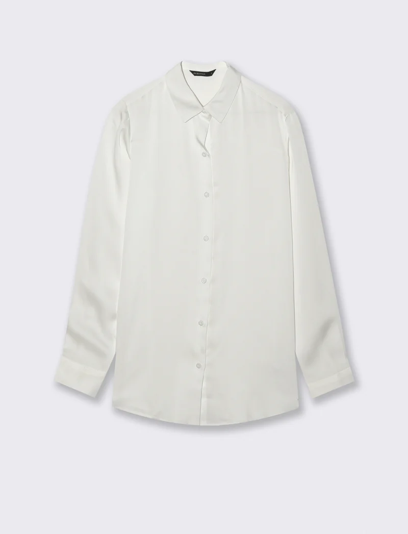 CAMICIA IN SATIN - Bianco latte