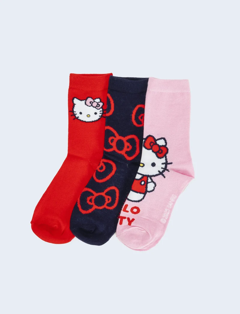 Tris calzini bambina stitch e hello kitty - Rosso