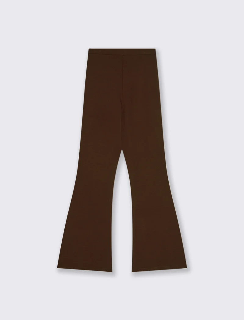 PANTALONE FLARE IN PUNTO MILANO - Marrone tabacco