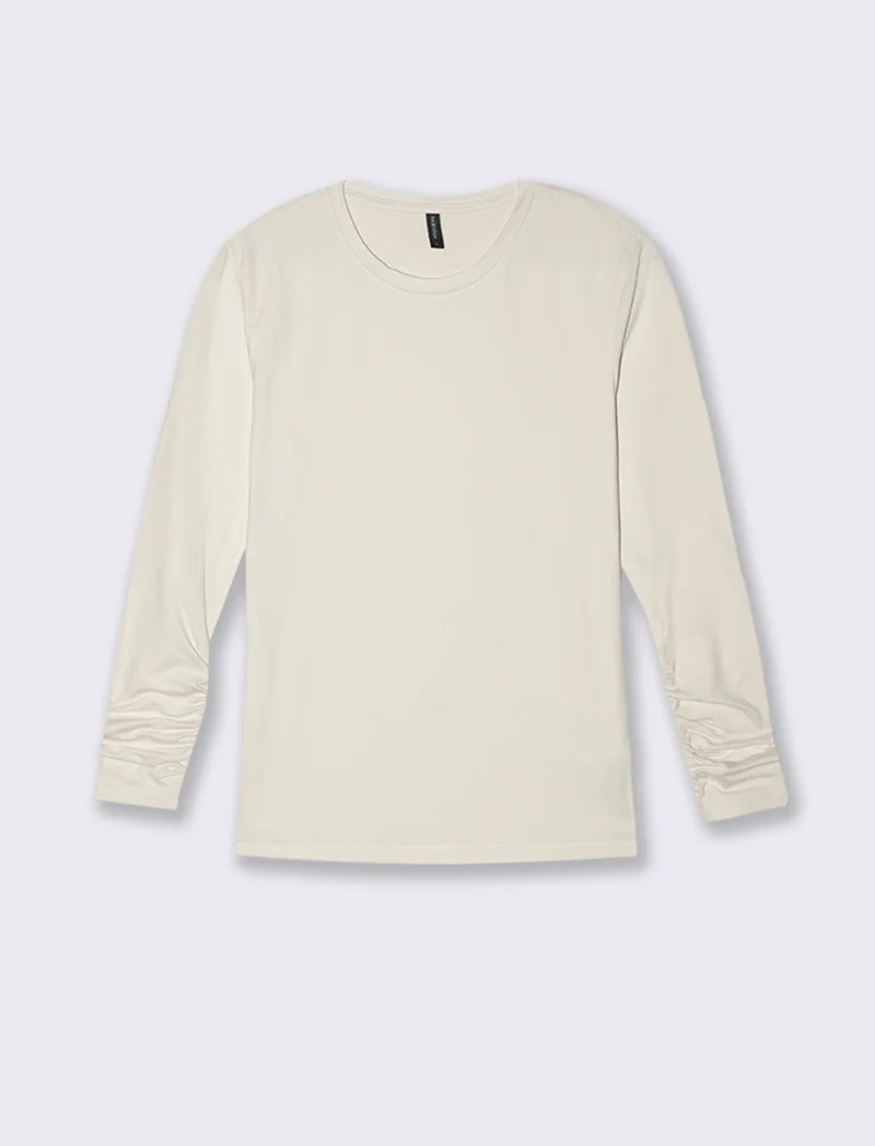 T-SHIRT BASICA MANICA LUNGA - Avorio