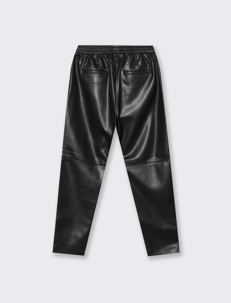 PANTALONE IN TESSUTO EFFETTO PELLE - Nero