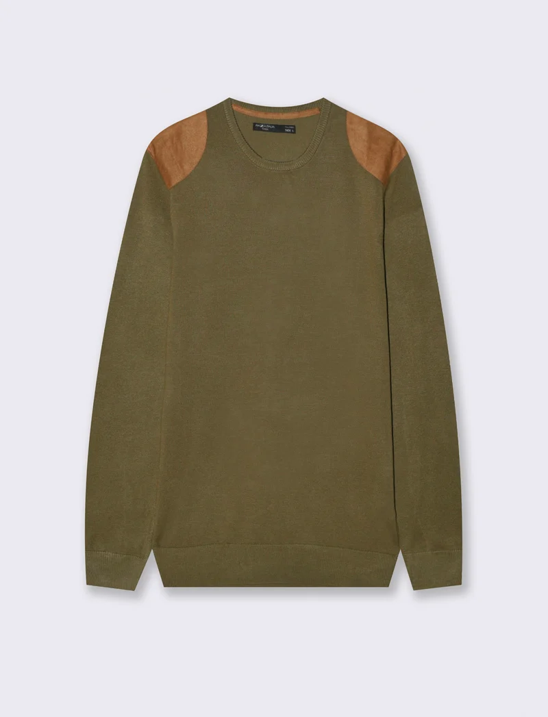 MAGLIA CON TOPPE EFFETTO SUEDE - Verde oliva