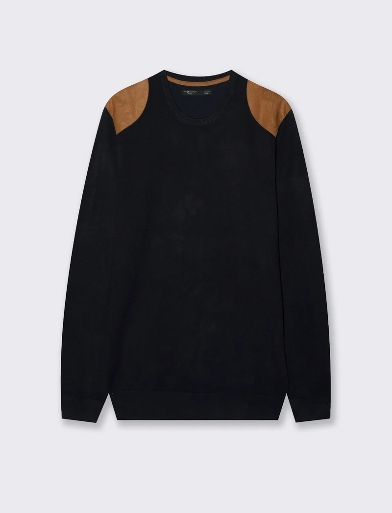 MAGLIA CON TOPPE EFFETTO SUEDE - Blu
