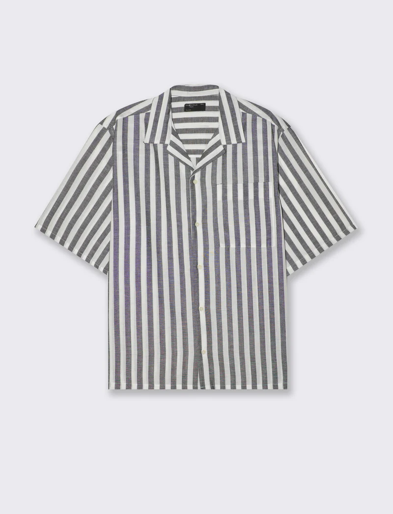 Camicia fantasia a righe da uomo - Nero