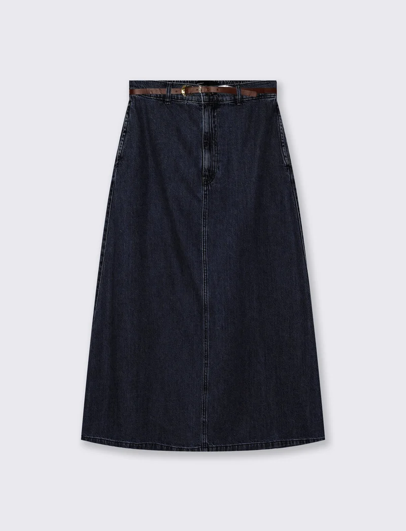 Gonna lunga in denim - DENIM SCURO