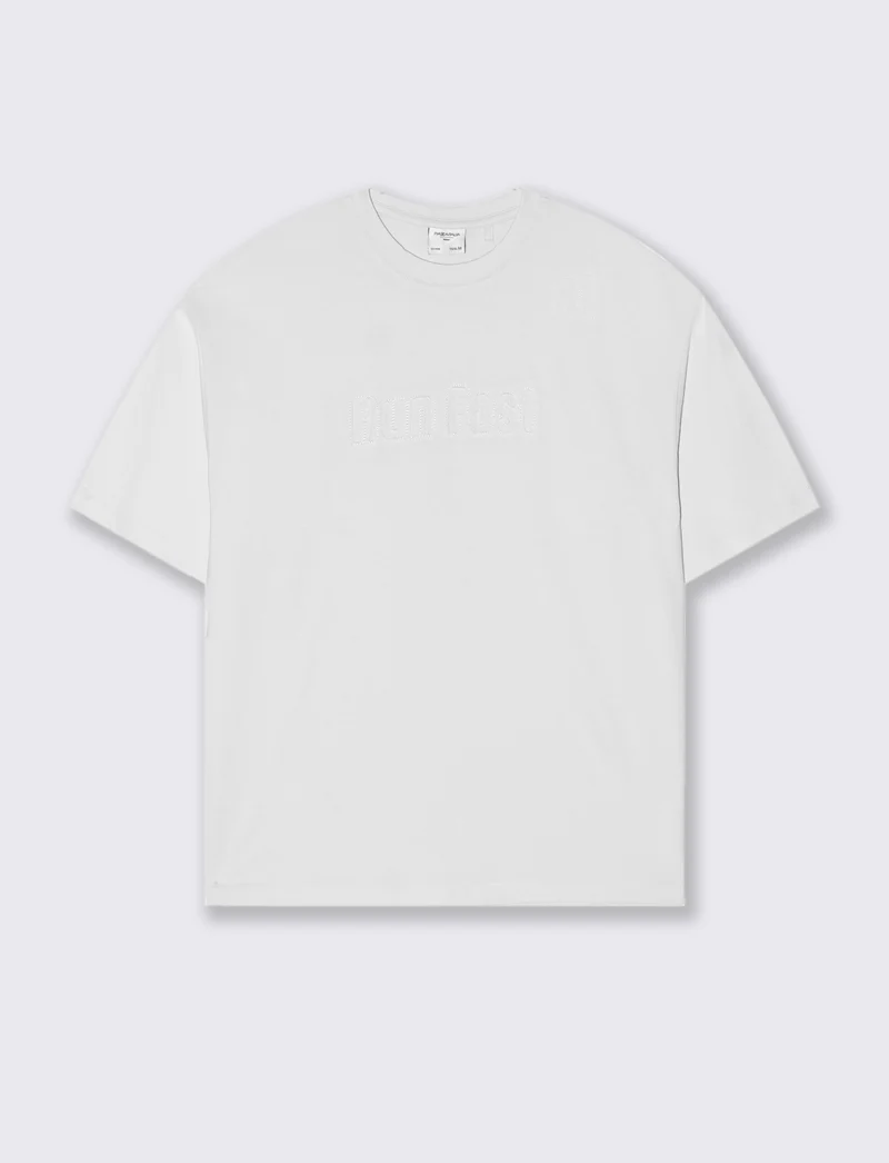 T-SHIRT BOXY FIT EFFETTO MAGLIA - Grigio ghiaccio