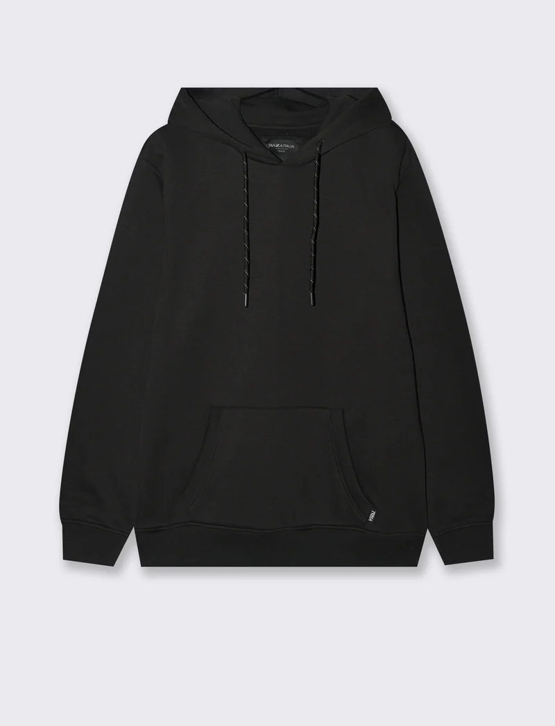 FELPA BASIC CON CAPPUCCIO - Nero