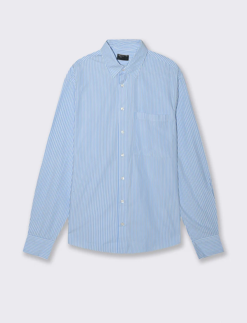 CAMICIA FANTASIA A RIGHE - Azzurro