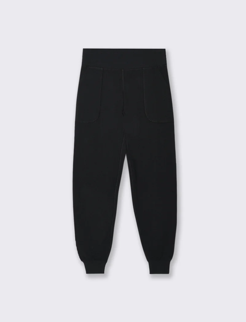 PANTALONE JOGGER CON FASCIA ALTA IN VITA - Nero