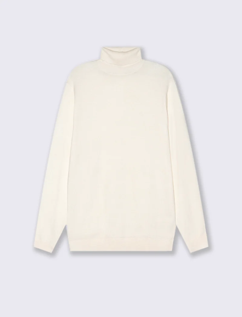 MAGLIA COLLO ALTO SLIM FIT - Bianco