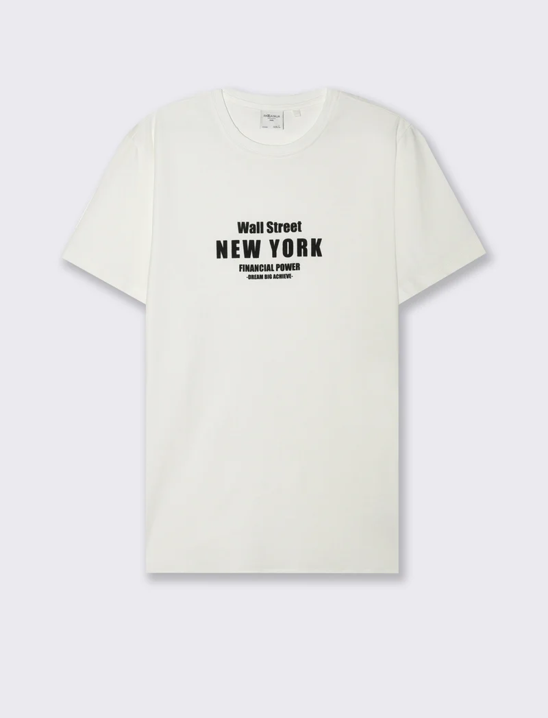 T-SHIRT IN COTONE CON STAMPA FLOCK - Bianco
