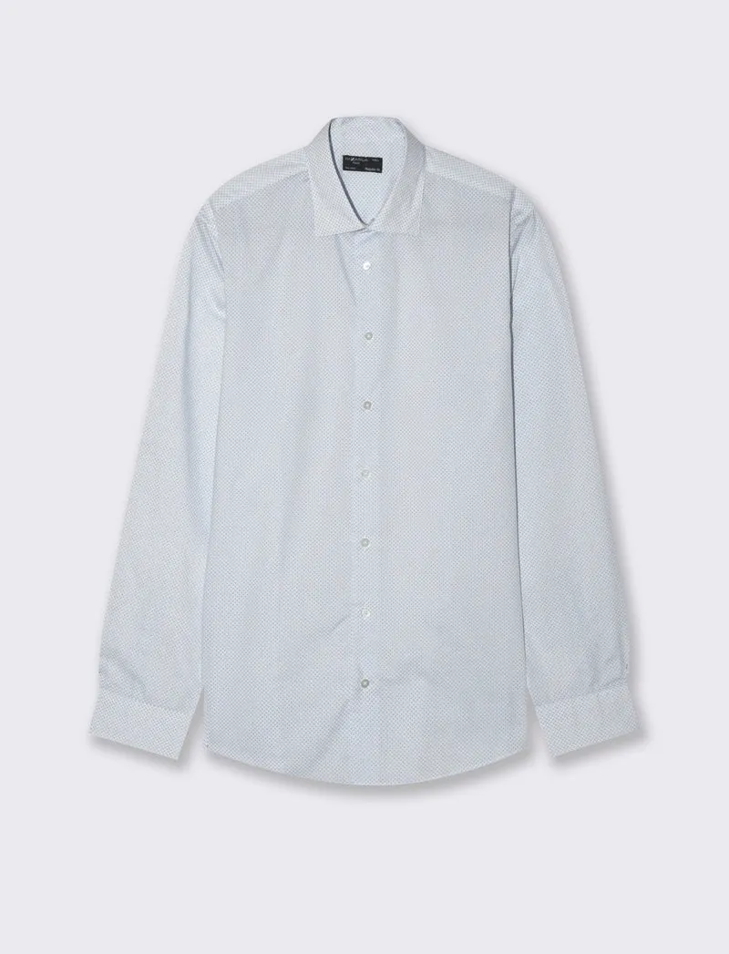 CAMICIA MICRO FANTASIA REGULAR FIT - Azzurro