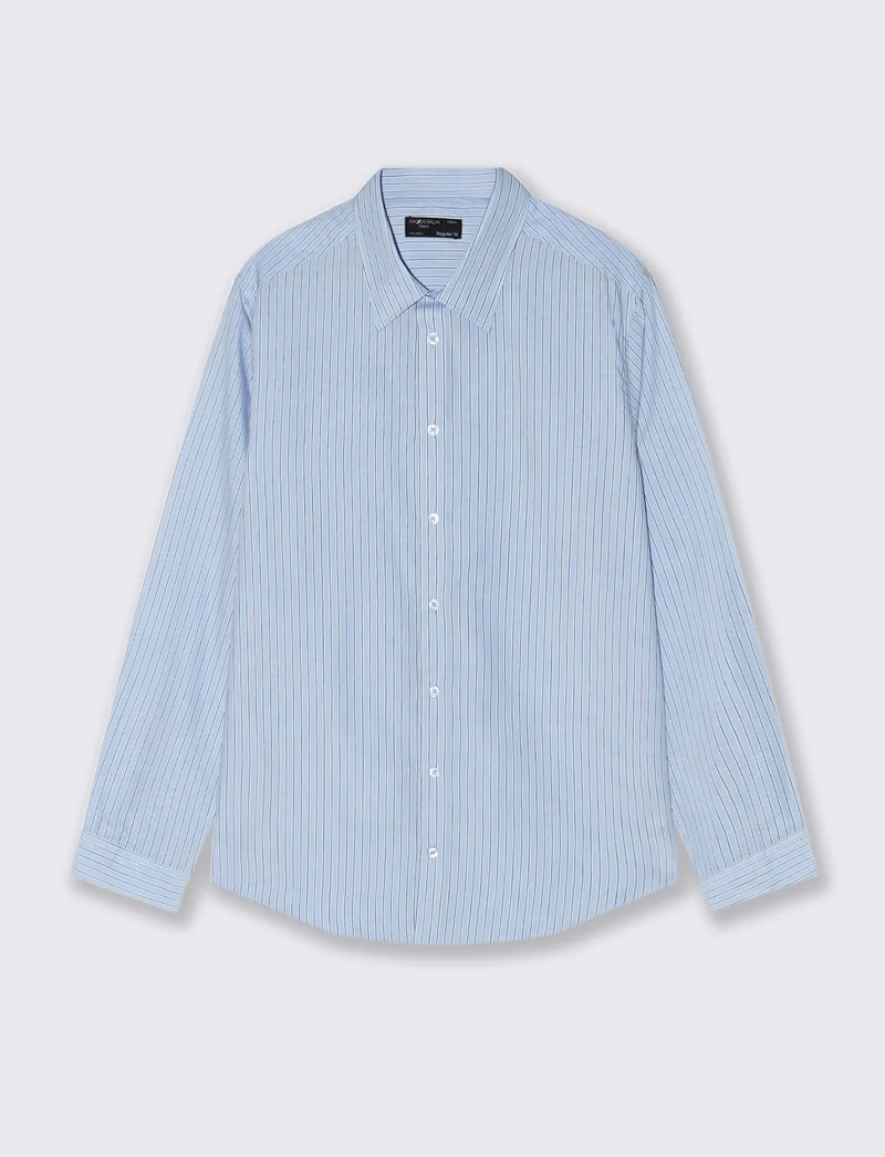 CAMICIA FANTASIA A RIGHE - Azzurro