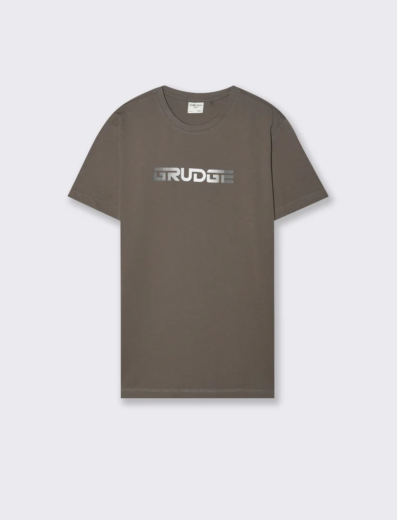 T-SHIRT IN COTONE CON STAMPA DEGRADE' - Grigio piombo
