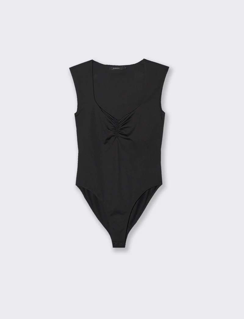 BODY GIROMANICA CON SCOLLO QUADRATO - Nero