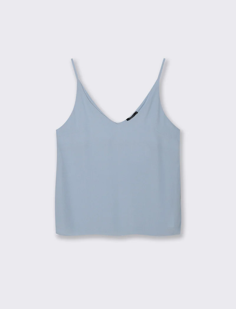 TOP CON SCOLLO A V - Celeste