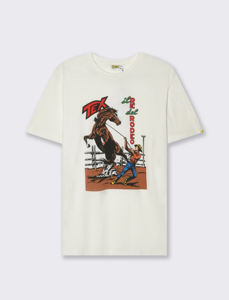 T-SHIRT STAMPA TEX WILLER - Bianco sporco