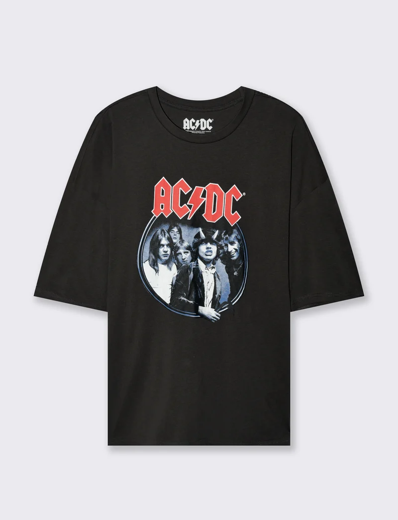 T-SHIRT STAMPA AC DC - Grigio