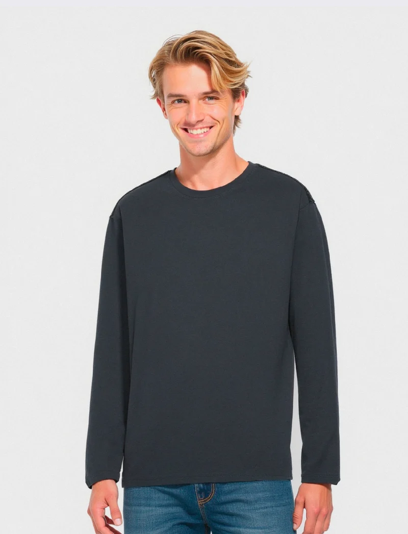 T-SHIRT BASIC A COSTE SLIM FIT - Avion
