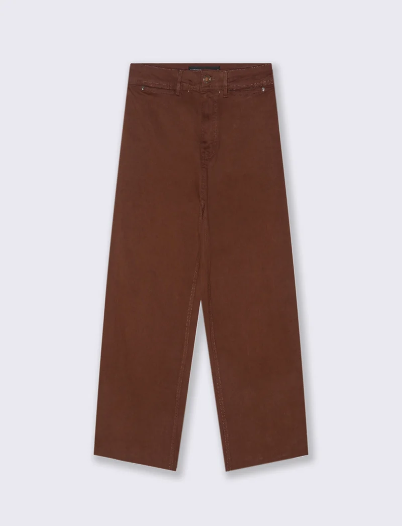PANTALONE CROP - Marrone cioccolato