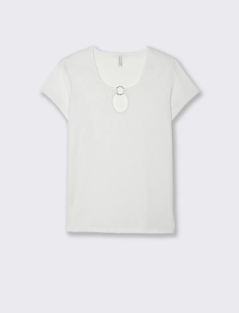 T-shirt con anello da donna - Bianco