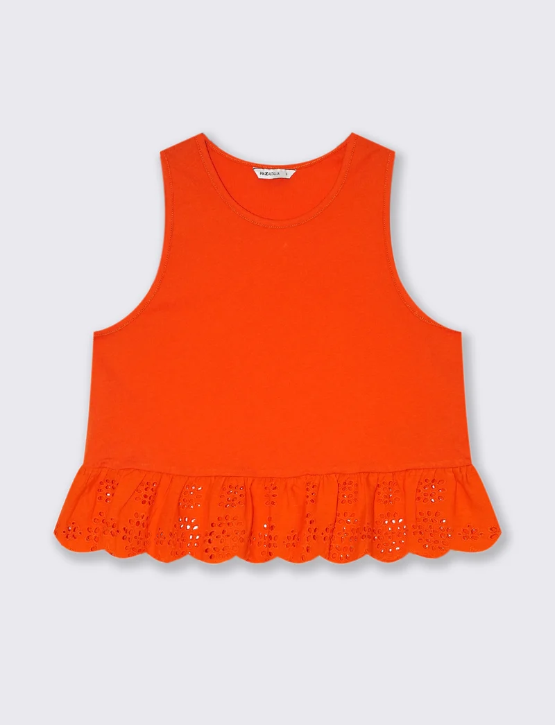 Top con volant da donna - Arancio