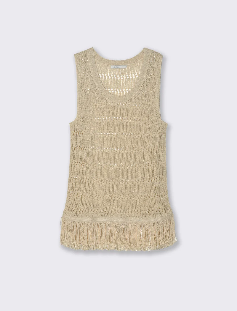 Top crochet con frange da donna - Oro