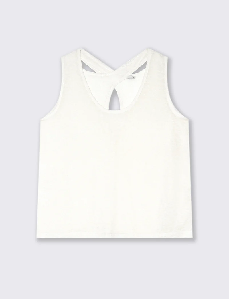 Top in tessuto effetto lino da donna - Avorio