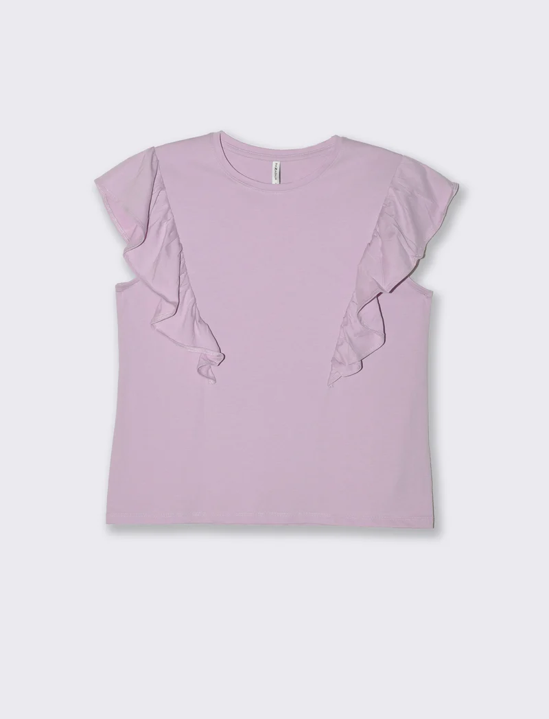 T-shirt con rouches da donna - Viola glicine