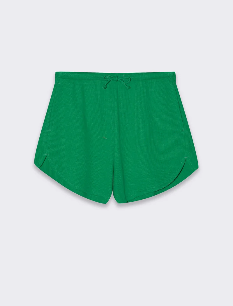Short con elastico in vita da donna - Verde prato
