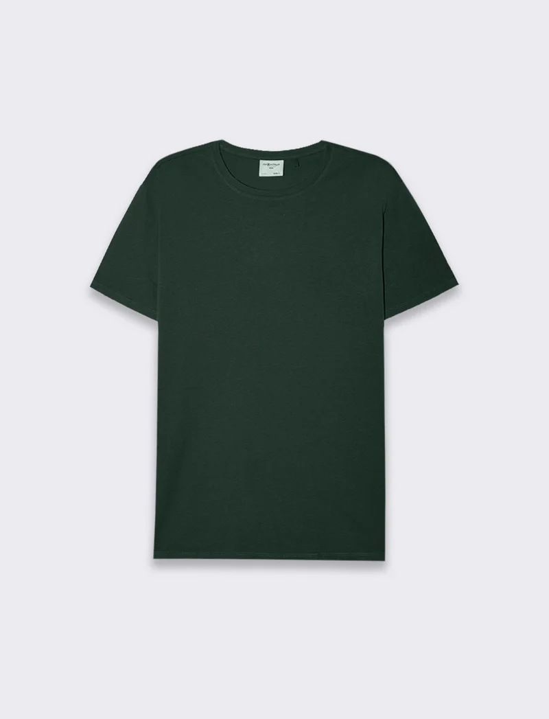 T-SHIRT BASIC IN COTONE REGULAR FIT - Verde scuro