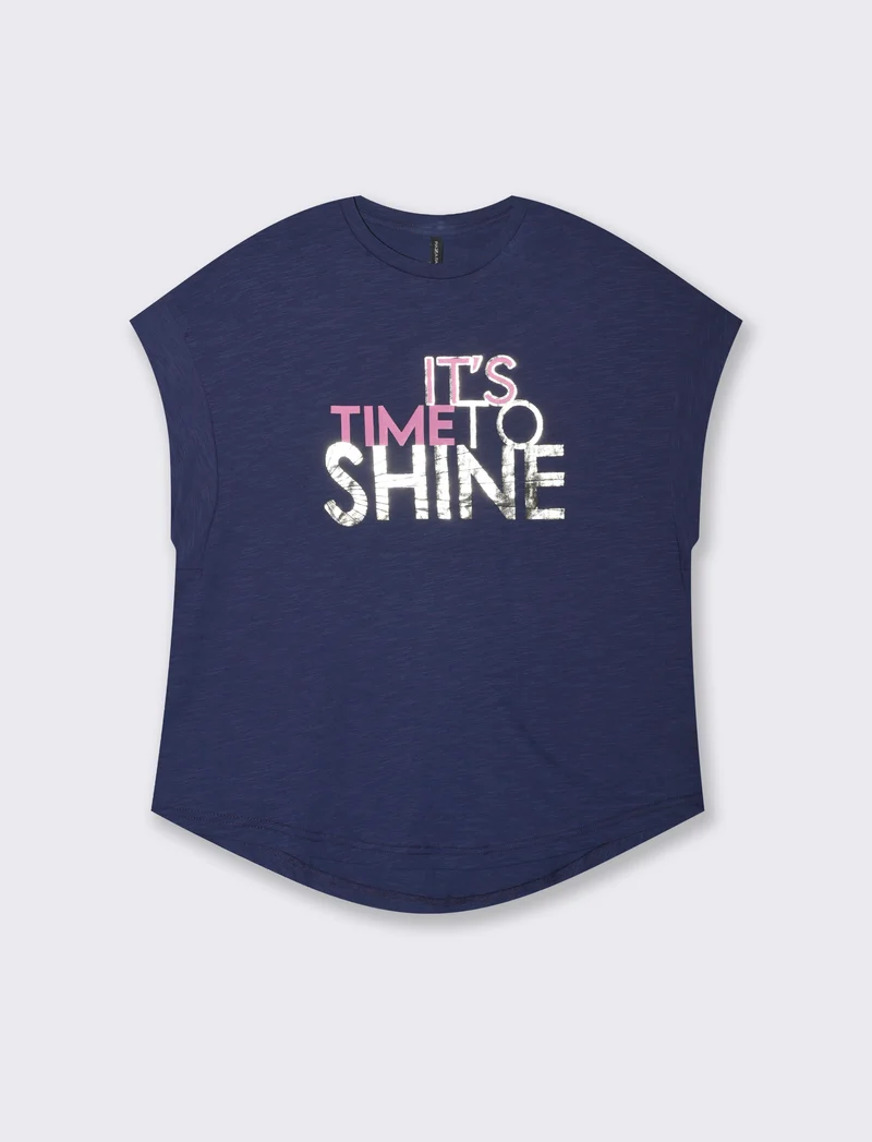 T-SHIRT CON MANICA AD ALETTA - Blu scuro