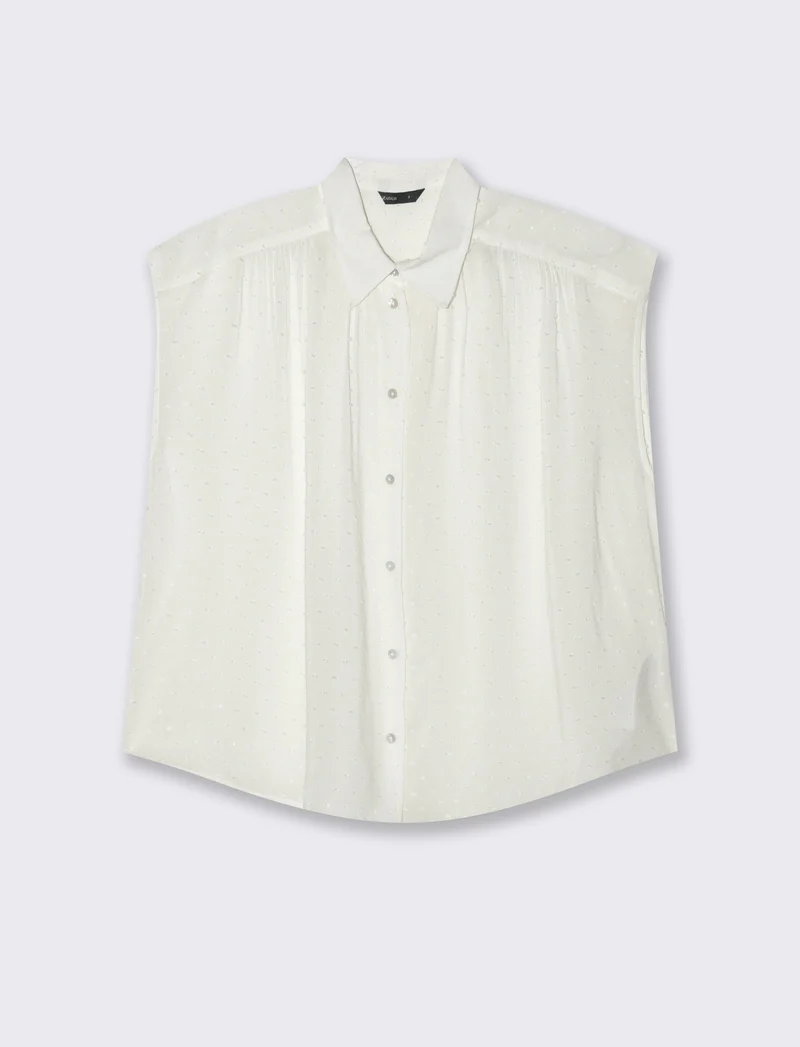 CAMICIA CON MANICHE AD ALETTA - Avorio