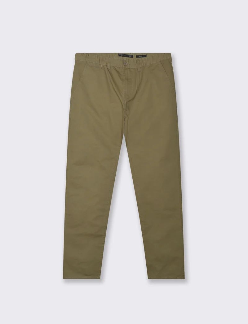 PANTALONI BASIC CHINO REGULAR FIT - Verde oliva