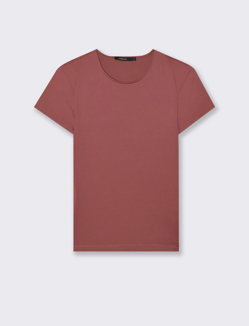 T-SHIRT CON TESSUTO ELASTICO - Rosso mattone